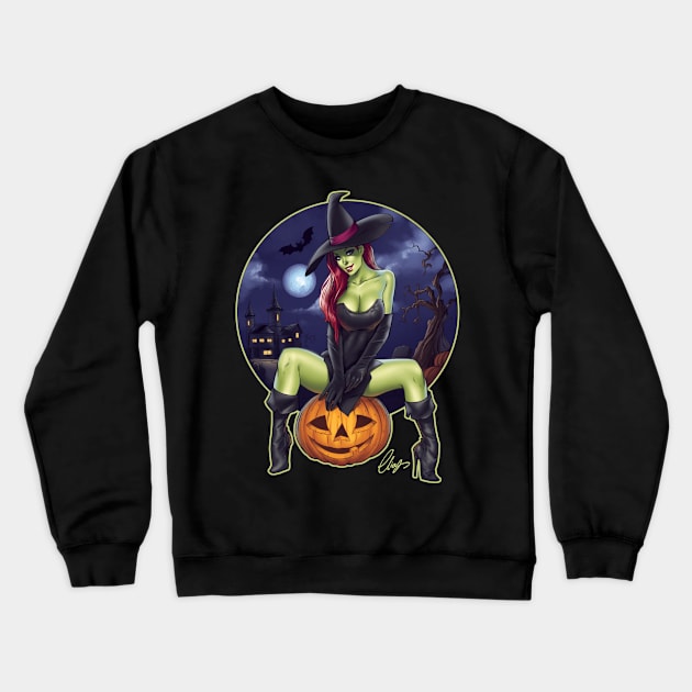 Halloween Witch Crewneck Sweatshirt by Eliaschatzoudis